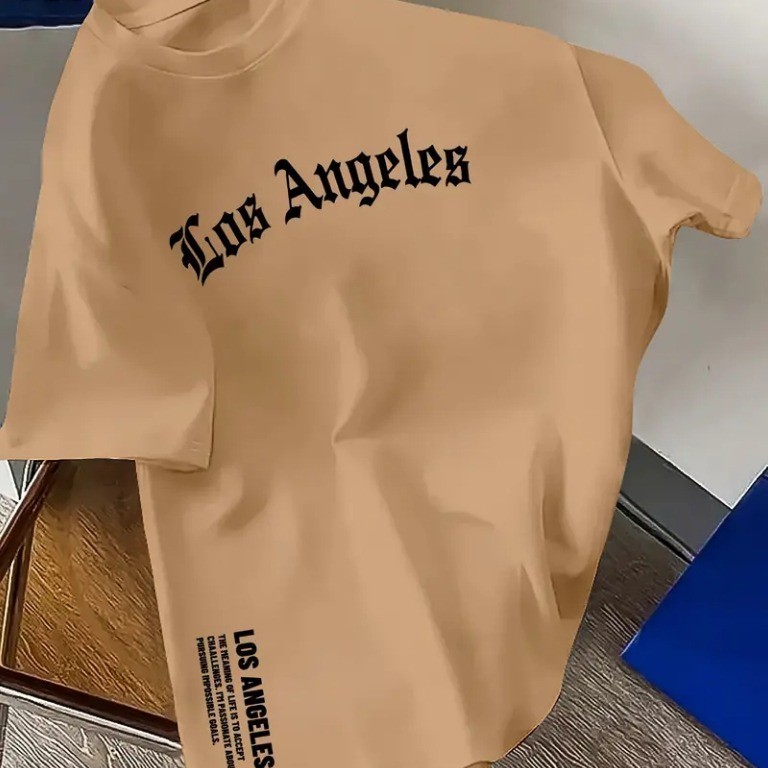 Camiseta Masculina Casual 100% Algodão com Estampa de Los Angeles LA