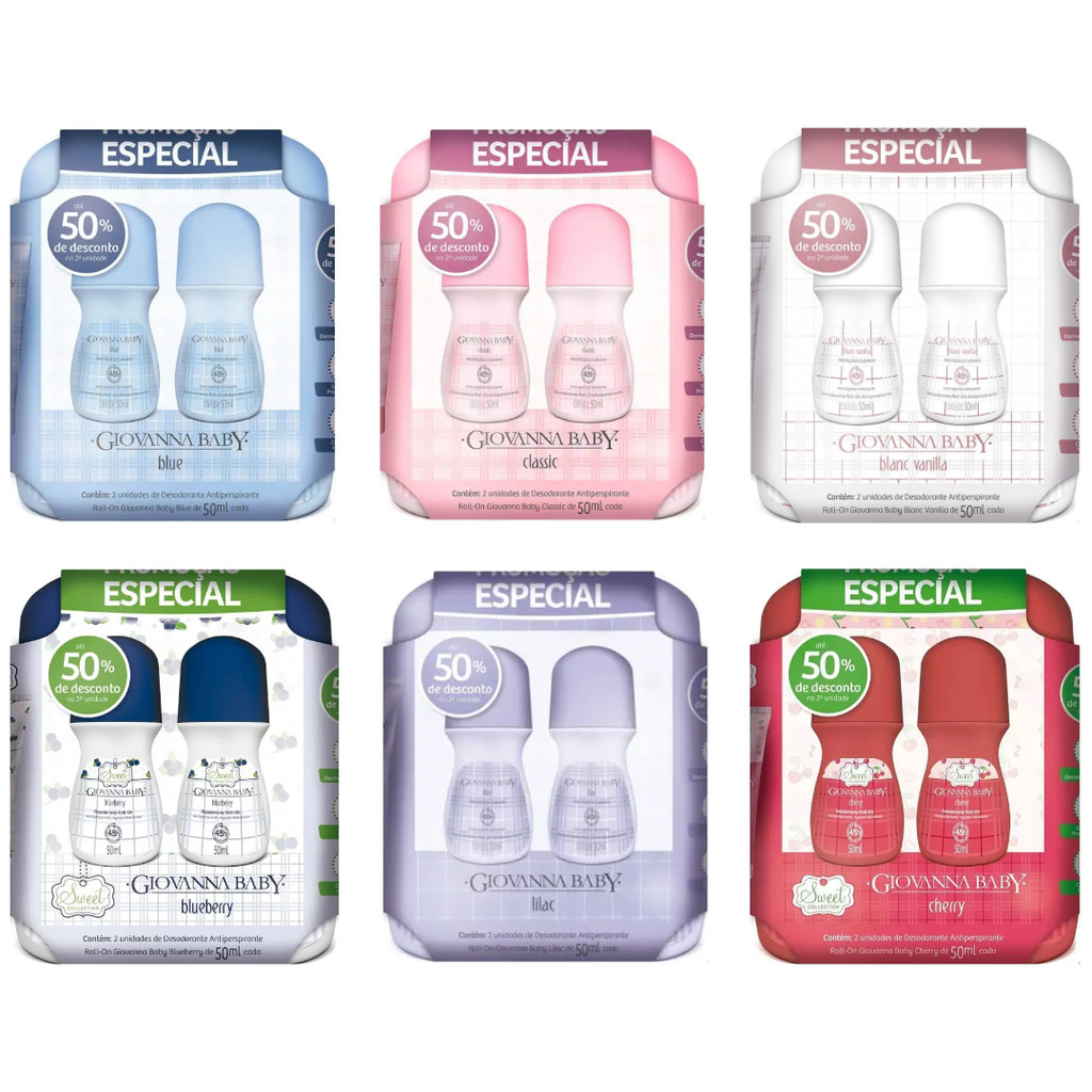 KIT 2 DESODORANTE ROLL-ON GIOVANNA BABY 50ML em Oferta na Shopee