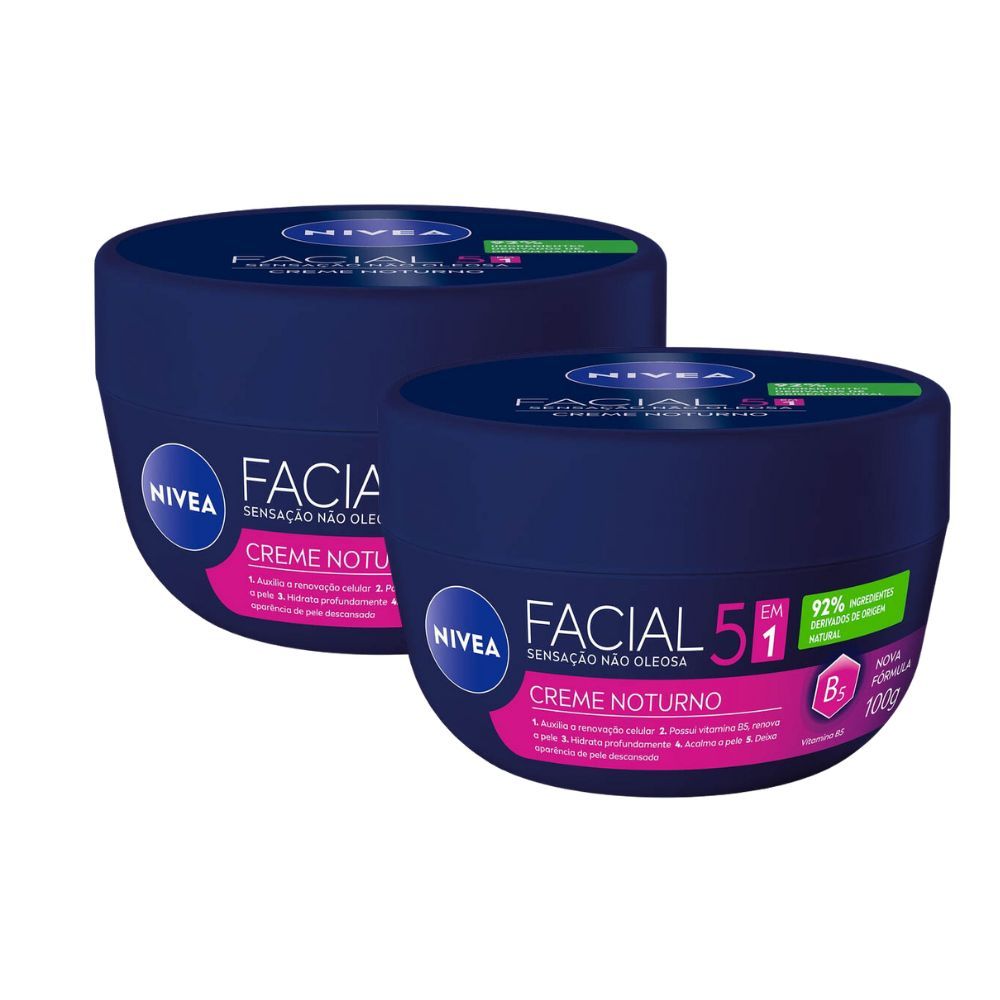 Kit 2 Creme Facial Nivea Noturno 5 em 1 100g em Oferta na Shopee