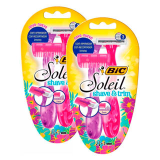 Kit 2 Aparelho de Depilação Bic Soleil Shave & Trim com 2 Unidades + Aparador de Pelos em Oferta na Shopee