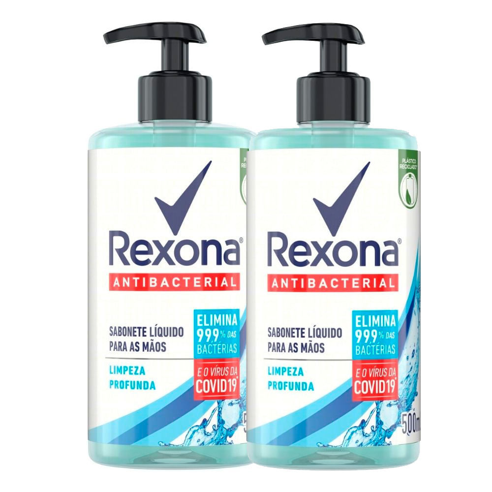 Kit 2 Sabonete Líquido para Mãos Rexona Limpeza Profunda Frasco 500ml em Oferta na Shopee