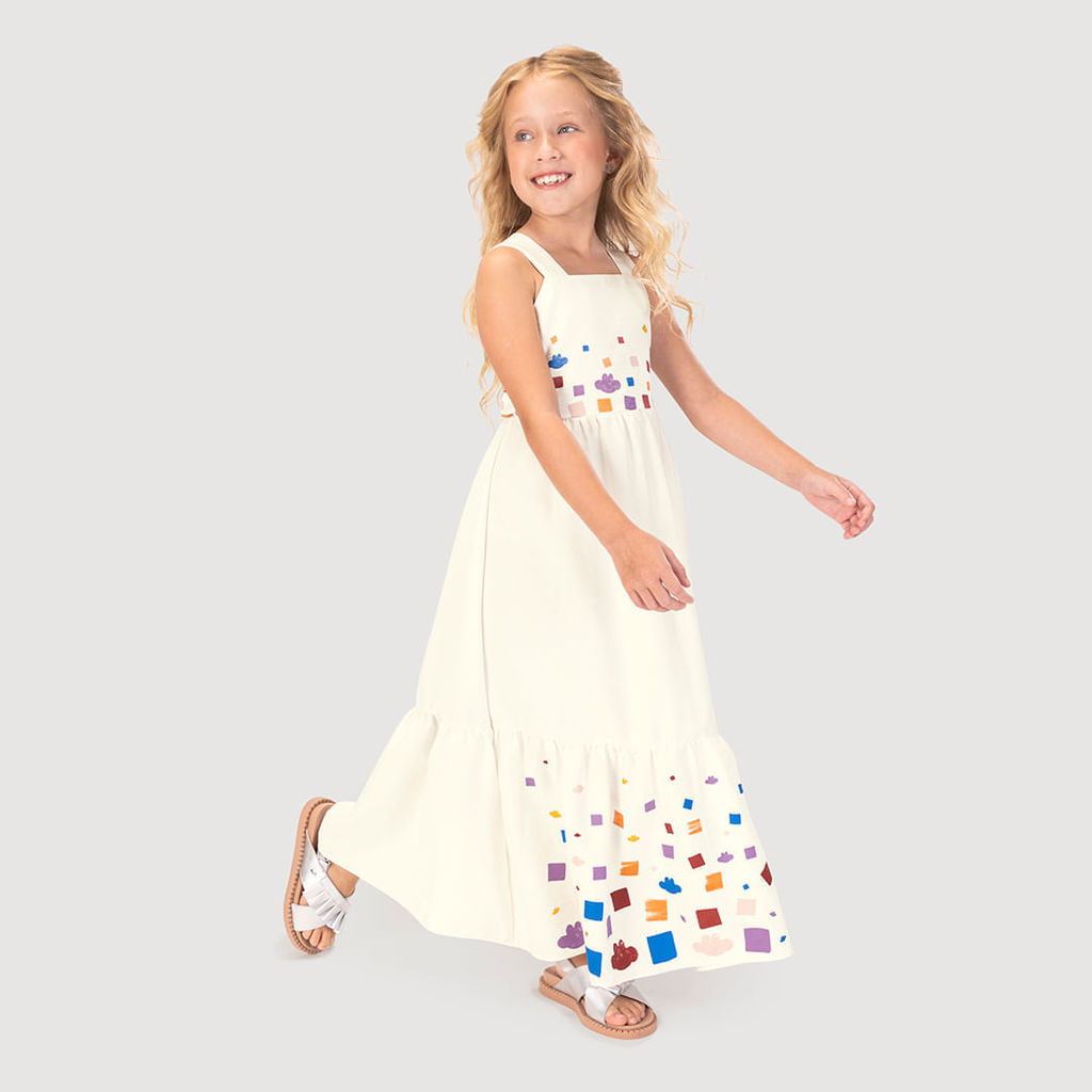 Vestido Longo Alfaiataria Feminino Infantil Lilica Ripilica