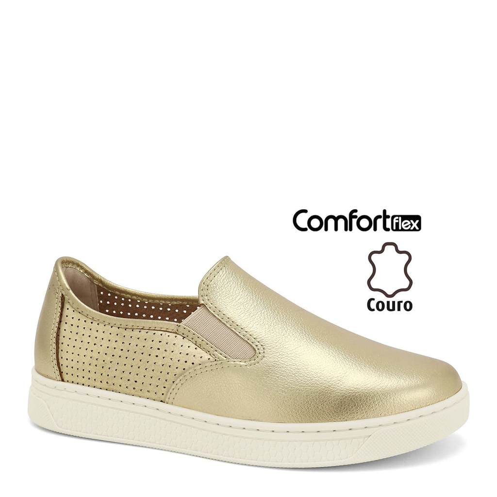 Tênis Relax Metal Ouro Comfortflex 2565301-1