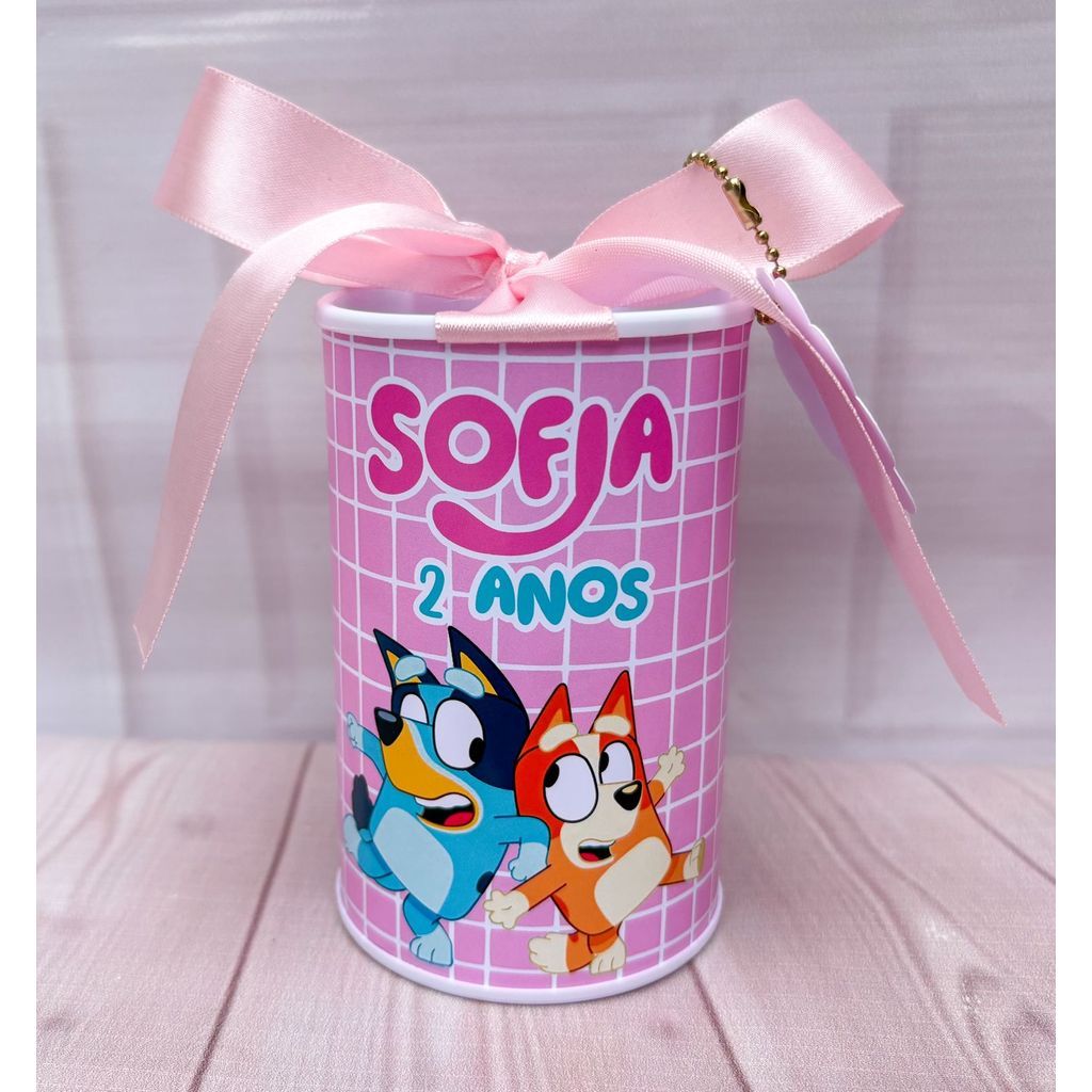 Cofrinho Personalizados Blue Rosa Menina - 10x6cm Lembrancinha Festa Infantil Aniversário