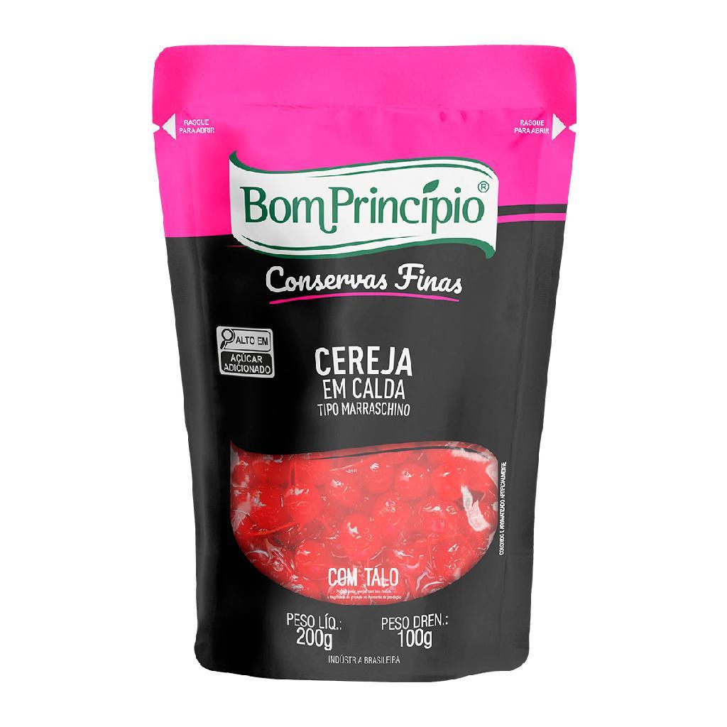 Cereja em calda com talos gourmet 100g bom princípio pouch
