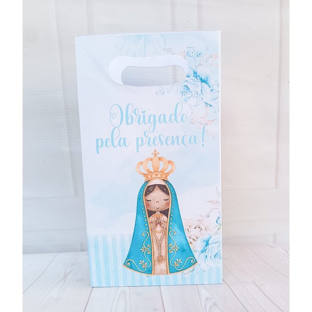 Sacolinhas NOSSA SENHORA APARECIDA AZUL - Sacola para lembrancinha de aniversário infantil - Pegue e Monte