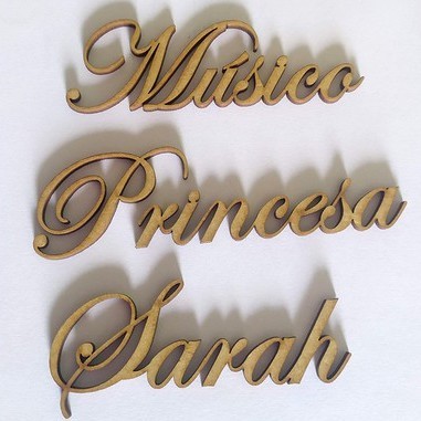 kit 4 nomes 3cm de altura * mdf corte laser * MDF Cru * 3mm * Personalizados Fonte Edwardian Script