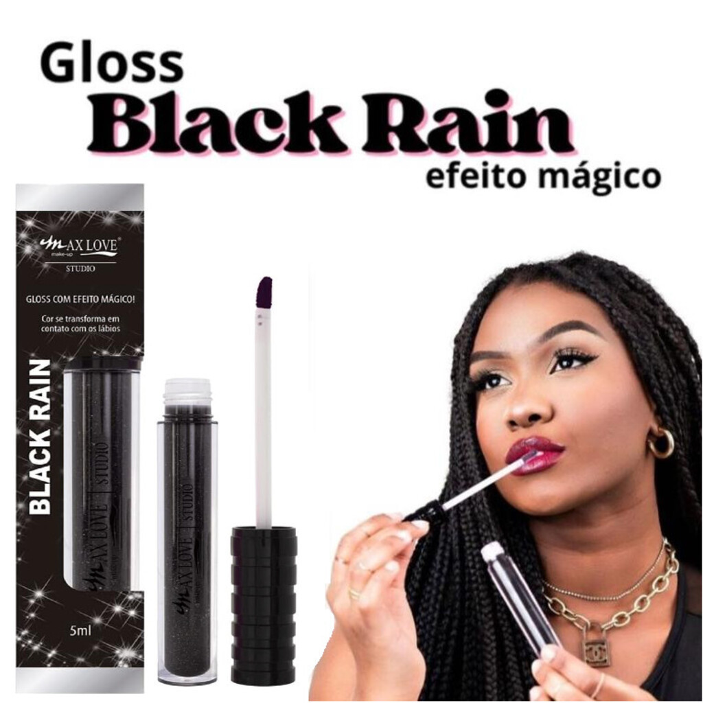 Kit 1/2/3 unidades Gloss Mágico Black Rain Max Love Preto que Revela Cor Personalizada Reage ao PH e Cria Tom Exclusivo em Oferta na Shopee
