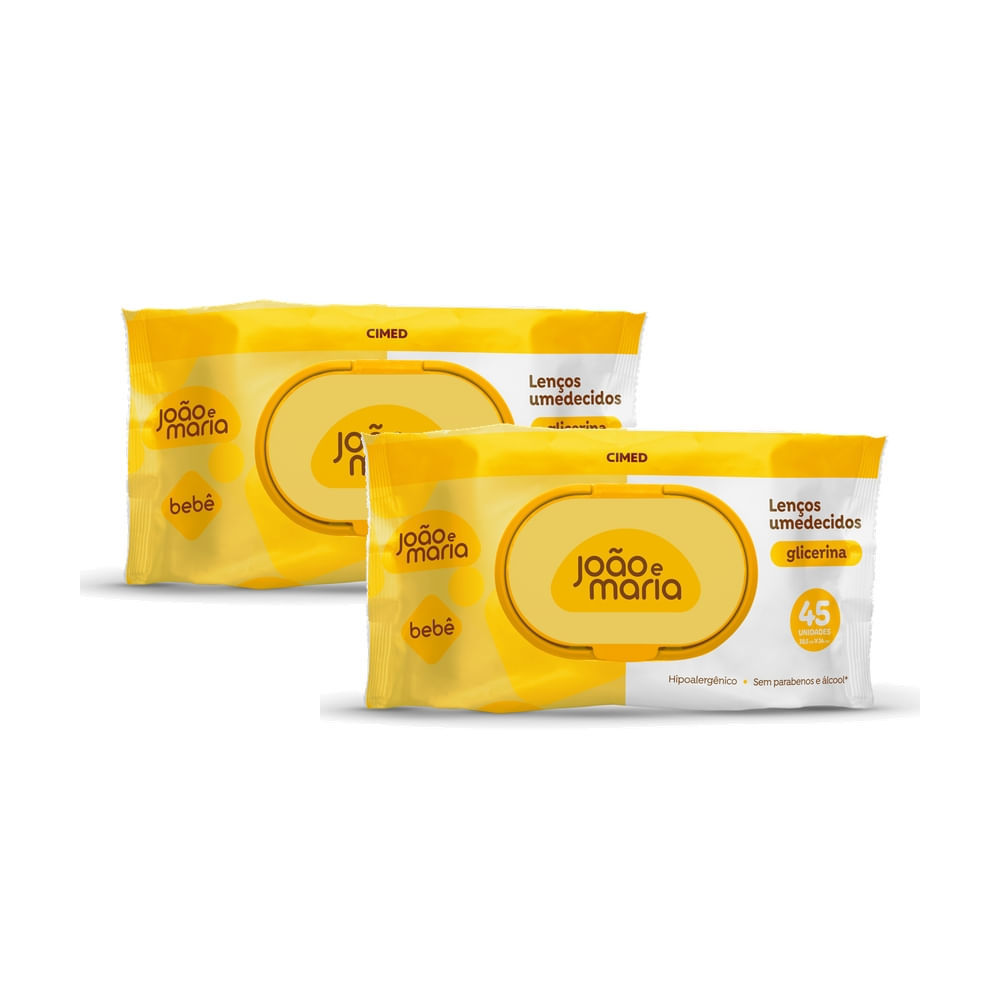 Kit 2 Lenço Umedecido com Fragrância João e Maria com 45 unidades em Oferta na Shopee