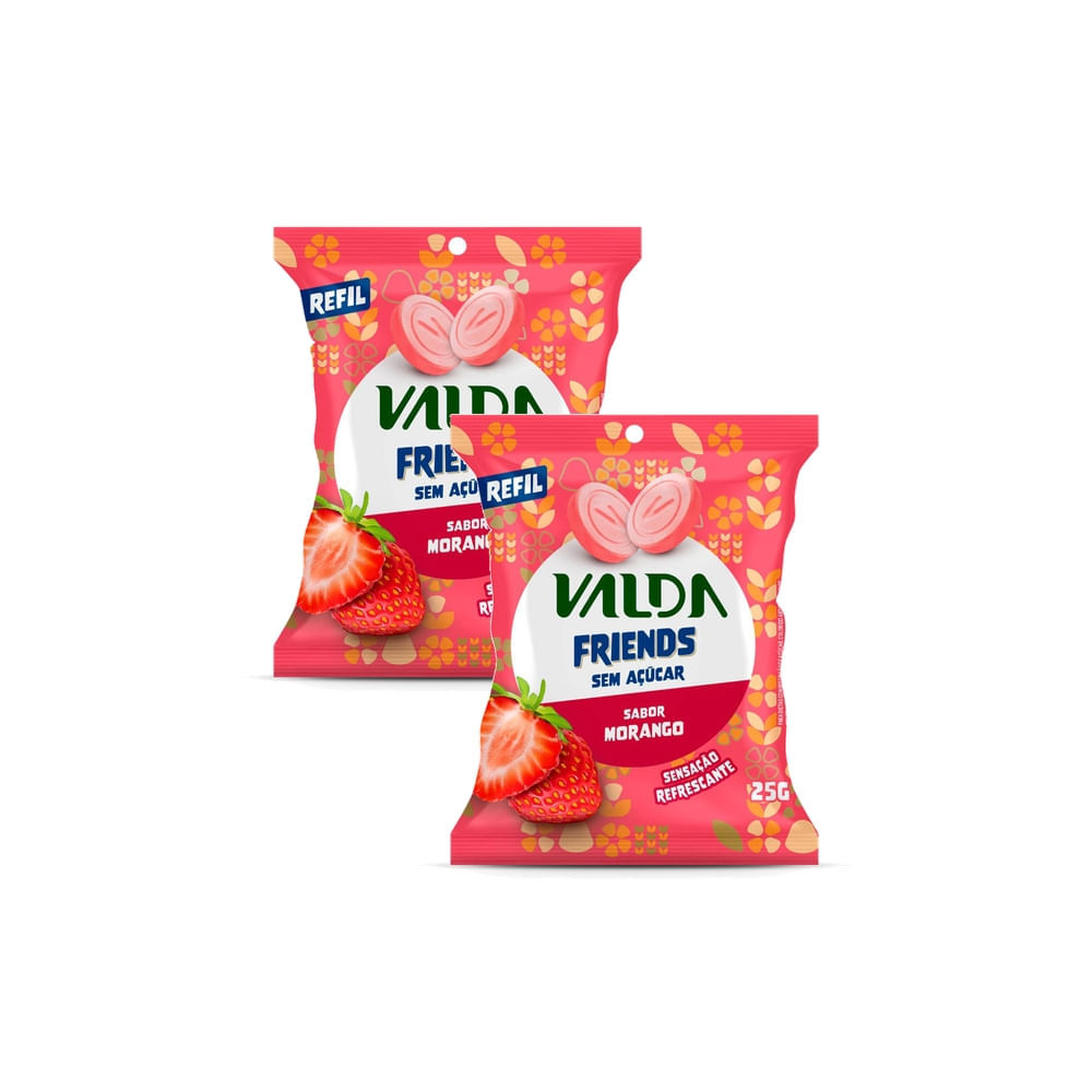Kit 2 Pastilhas Valda Friends Sabor Morango 25g