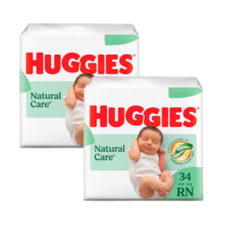 Kit 2 Fralda Premium Huggies Natural Care RN 34 Unidades em Oferta na Shopee