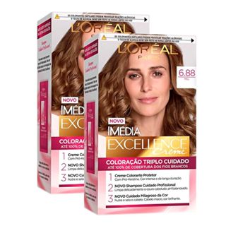 Kit 2 Tintura Creme Imédia Excellence L'oréal Mel 6.88 Kit em Oferta na Shopee