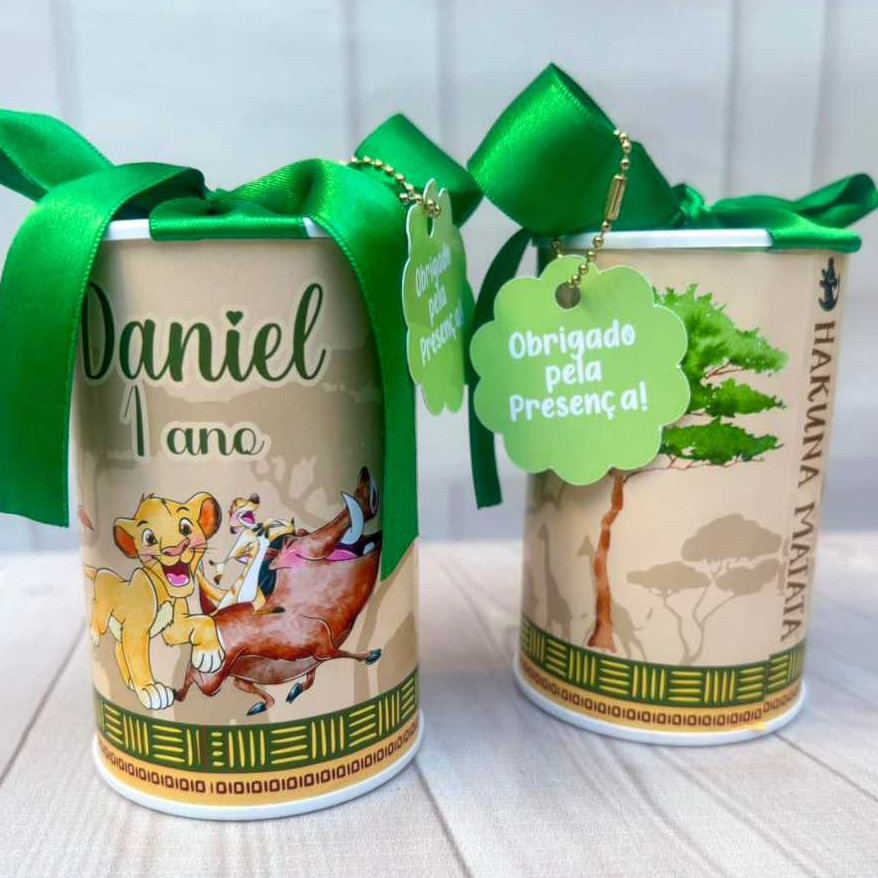 Kit Cofrinhos Personalizados Rei Leão Clean 10x6cm Lembrancinha Festa Infantil Aniversário