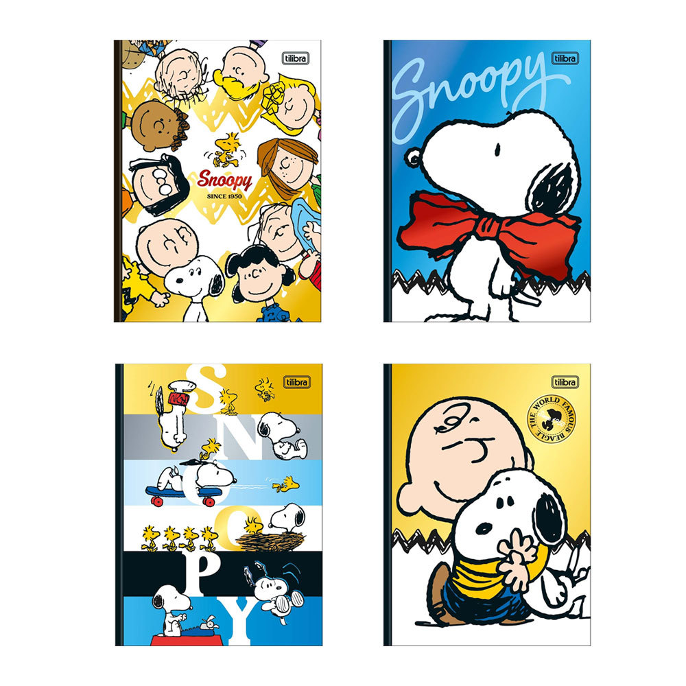 Caderno brochura capa dura colegial 10x1 160 folhas Snoopy Tilibra em Oferta na Shopee