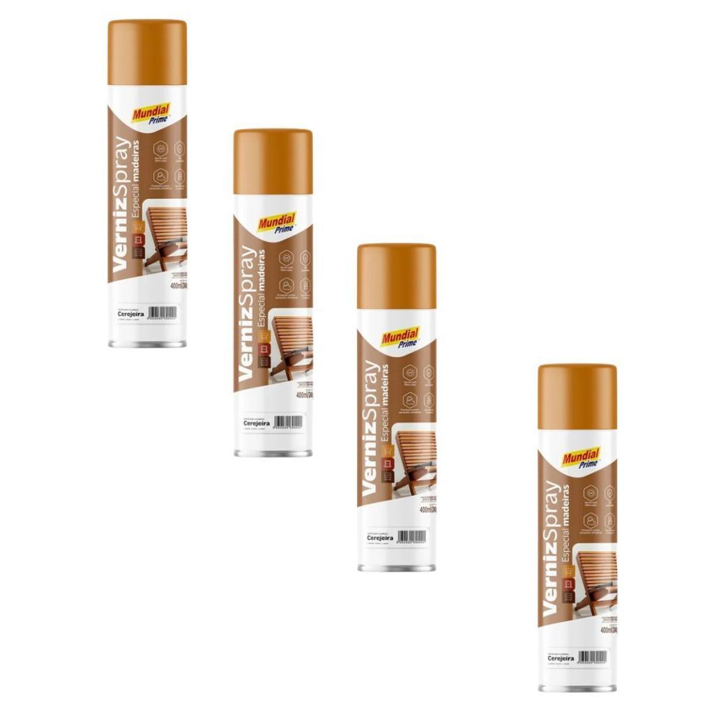 Kit 4 Verniz De Madeira Spray Cerejeira 400ml Proteção UV