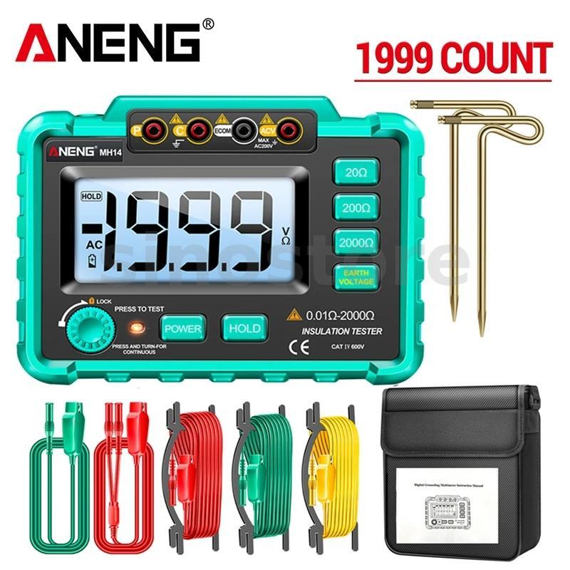 ANENG Cor Verde MH14 Resistência À Terra Megohm 1999 Conuts Medidor Testadores Megôhmetro Voltímetro Ohm Detector Sem Ba