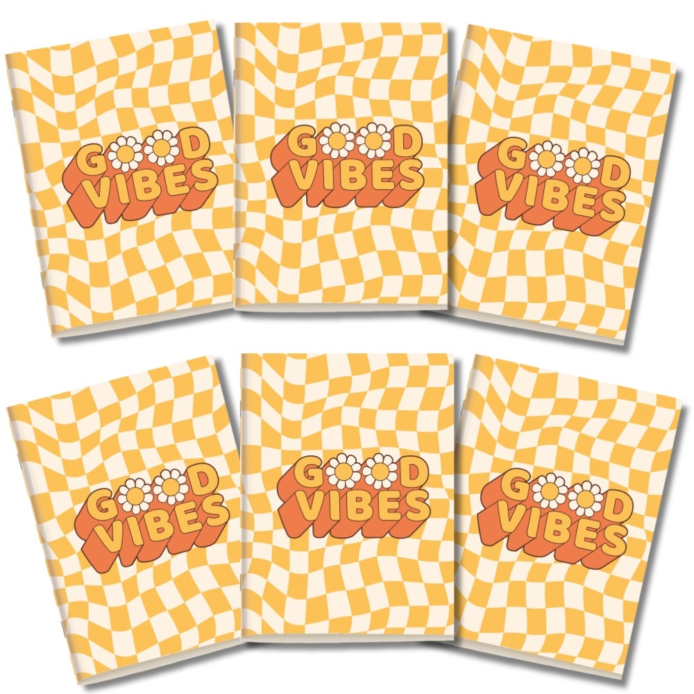 Kit Cadernetas Good Vibes Amarela Capa Flexível 40 Pág Pólen A5