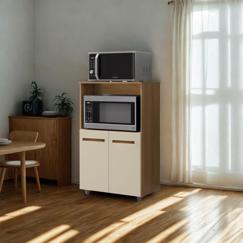 Balcão Forno e Microondas 2 Portas Branco Brilhante