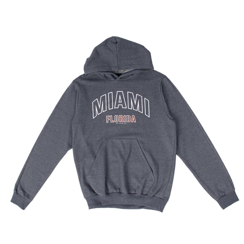 Moletom Masculino Desayner com Capuz Miami Marinho em Oferta na Shopee