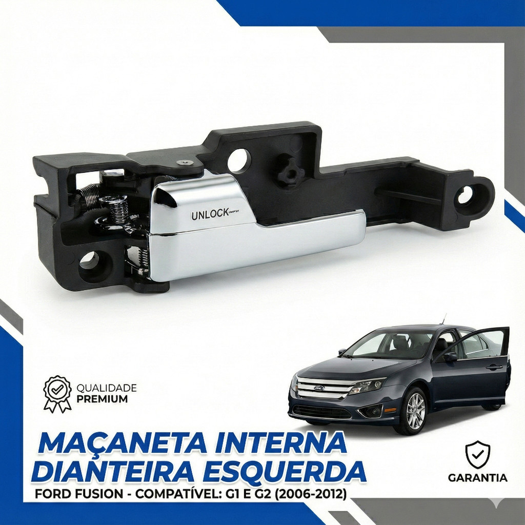 Maçaneta Interna Porta Do Motorista Dianteira Esquerda Ford Fusion G1 G2 2006 2007 2008 2009 2010 2011 2012 Cromada
