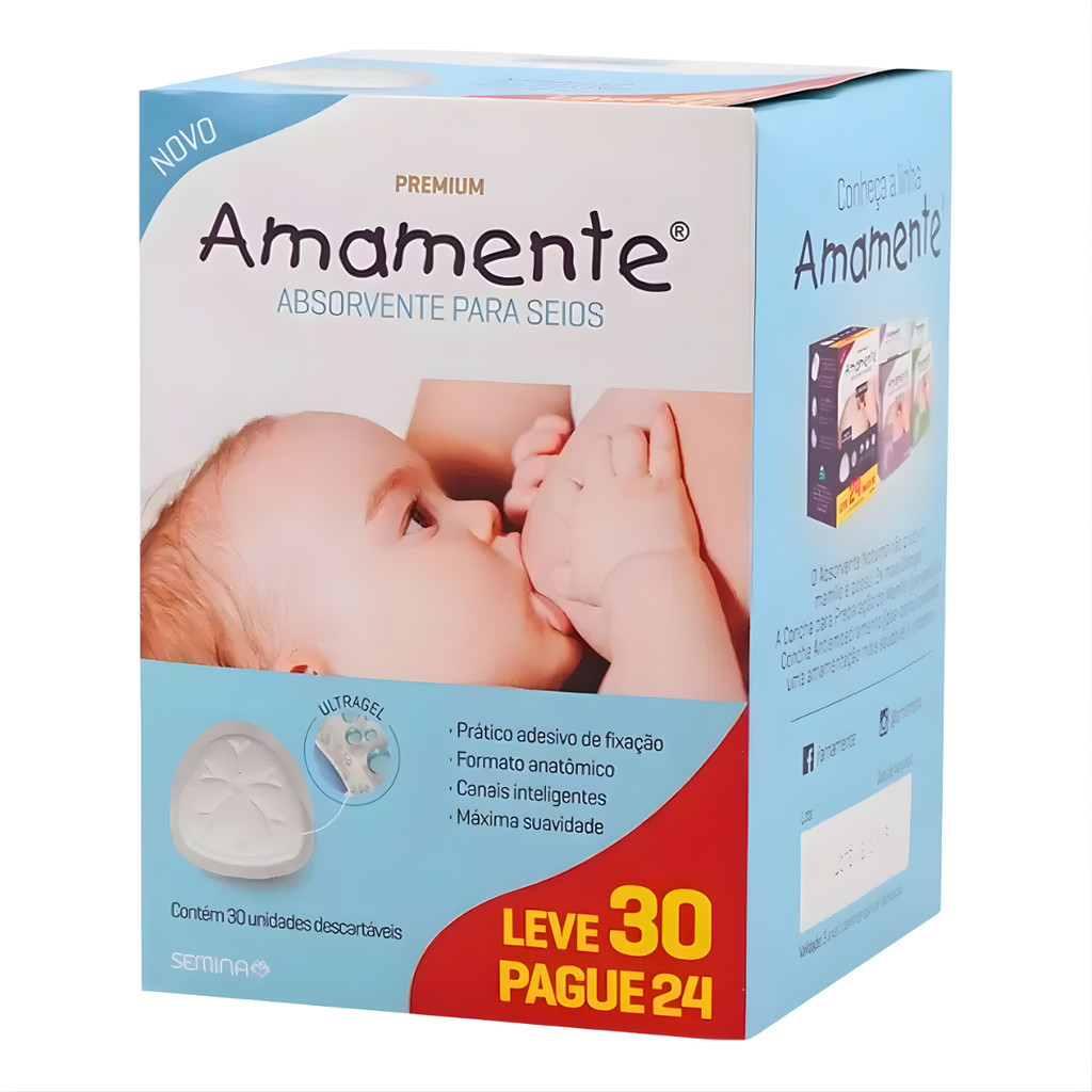 Absorvente Seios Amamente Premium Anti-vazamento 30un