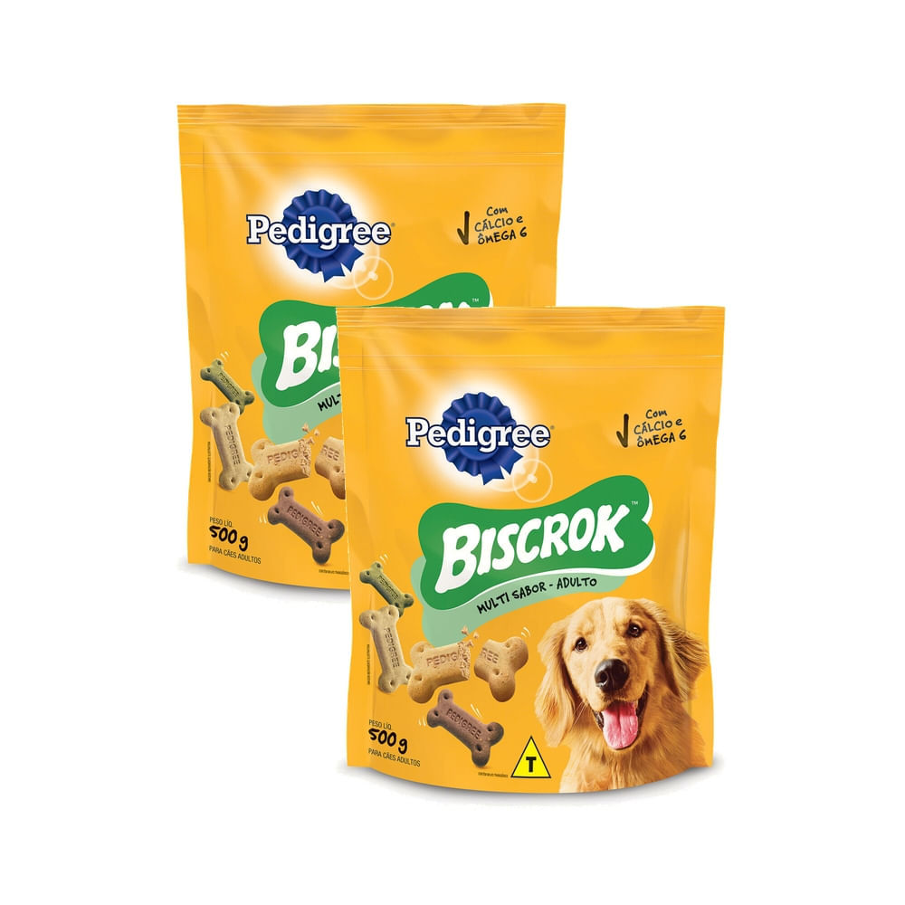 Kit 2 Biscoito para Cães Pedigree Adulto Biscrok Multi 500g em Oferta na Shopee