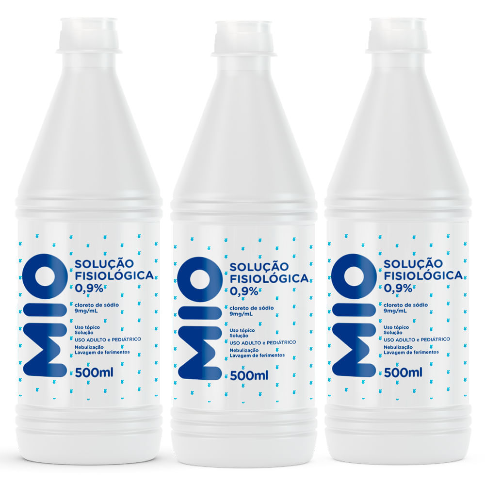 Kit 3 Soro Fisiológico 0,9% Mió com 500ml