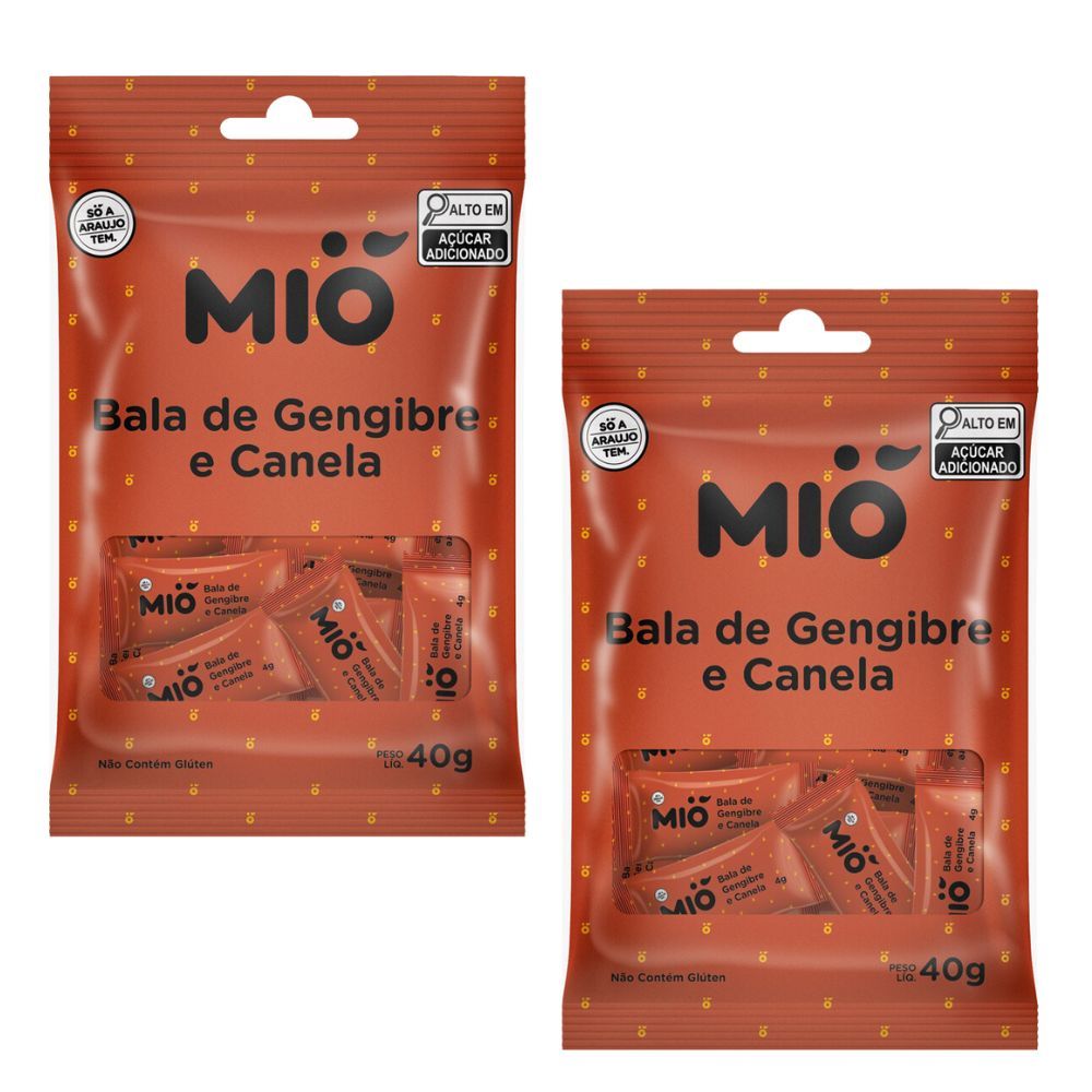 Kit 2 Bala Gengibre e Canela Mió 40g