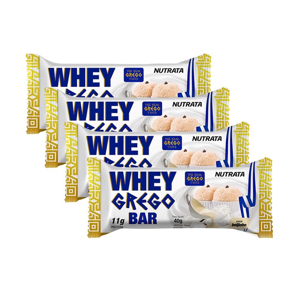 Kit 4 Barra de Proteína Whey Grego Bar Nutrata Sabor Beijinho com 11g de Proteína 40g em Oferta na Shopee