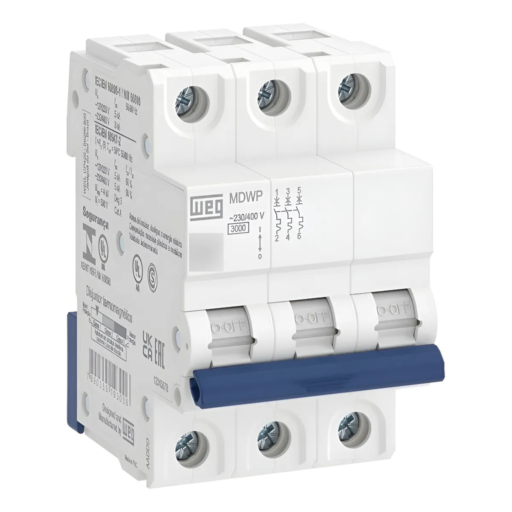 Minidisjuntor Tripolar 10a Curva C Mdwp - Weg