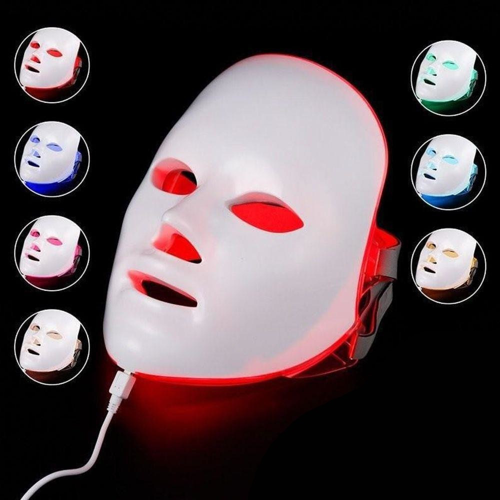 Máscara Led Tratamento Facial Fototerapia Estética 7 Cores
