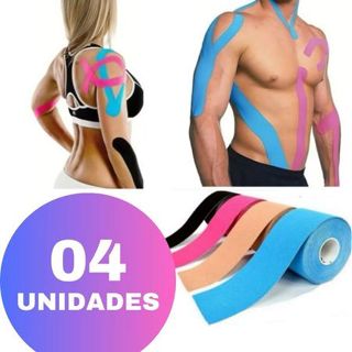 Kit 4 Fita Kinesio Bandagem Elástica 5cmx5m Tape Fisioterapia Adesiva Alivia a Dor Lesão Atleta Respirável e impermeável em Oferta na Shopee