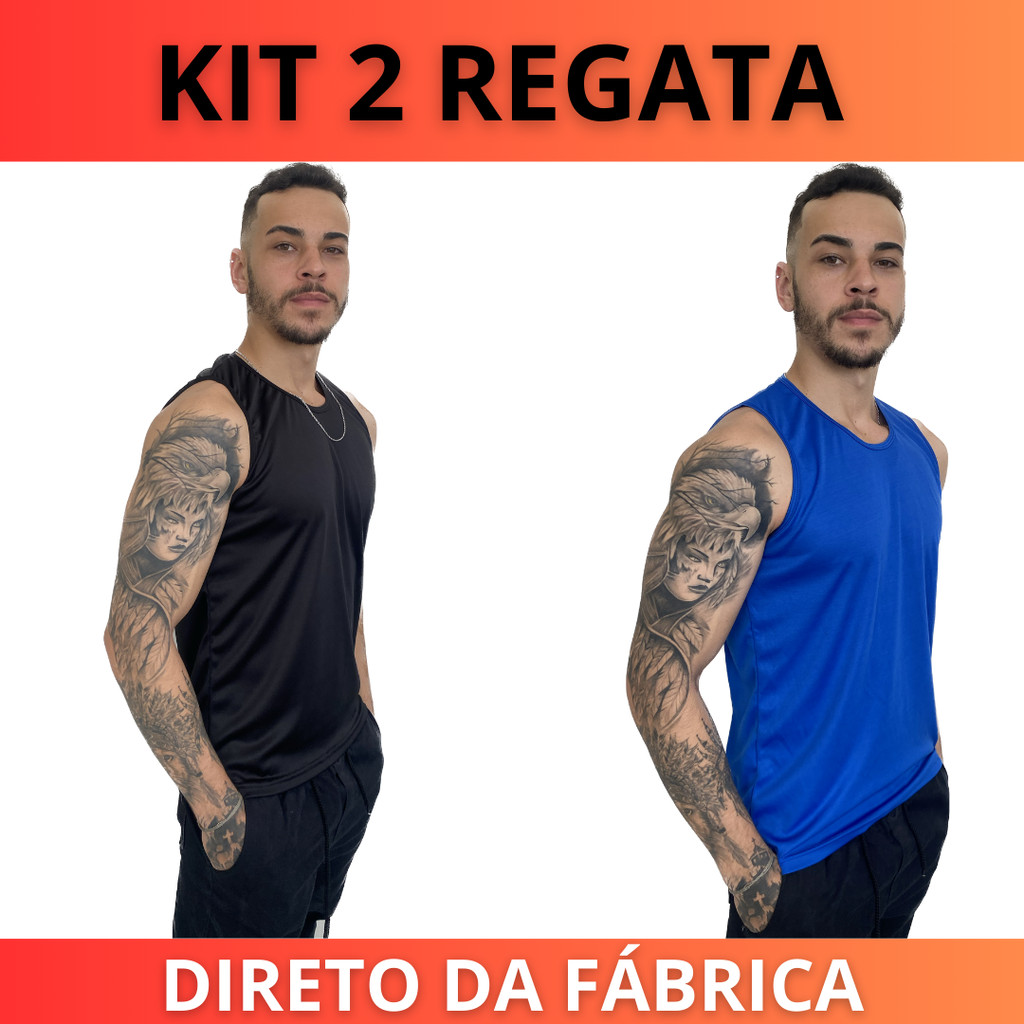 KIT 2 - Camisa Regata Dry Fit Masculino Academia Corrida Praia Piscina Casual Treino em Oferta na Shopee