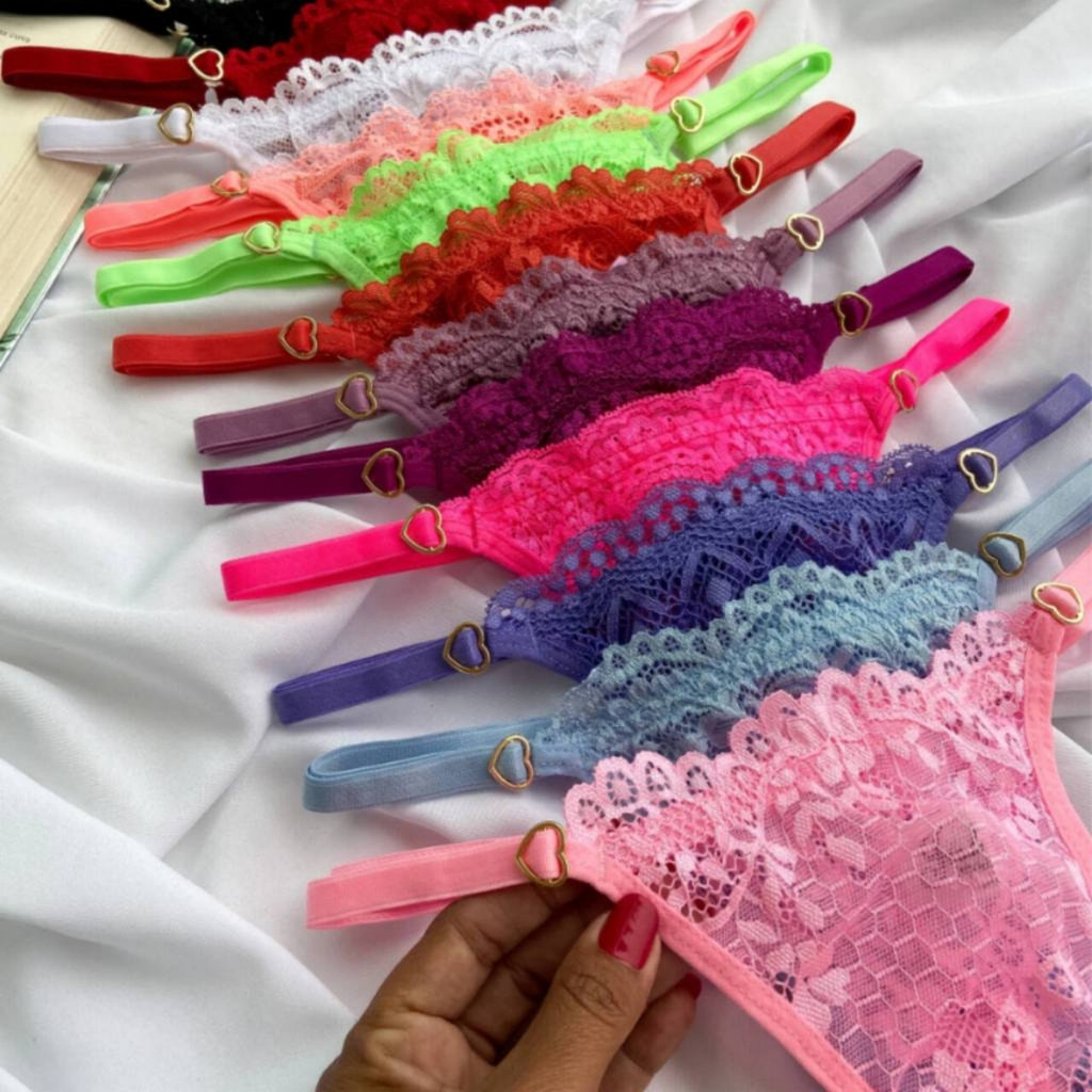 Kit 5 Calcinhas Femininas Reguláveis Fio Dental em Renda Sexy Confortável e Ajustável Ultra leve em Oferta na Shopee