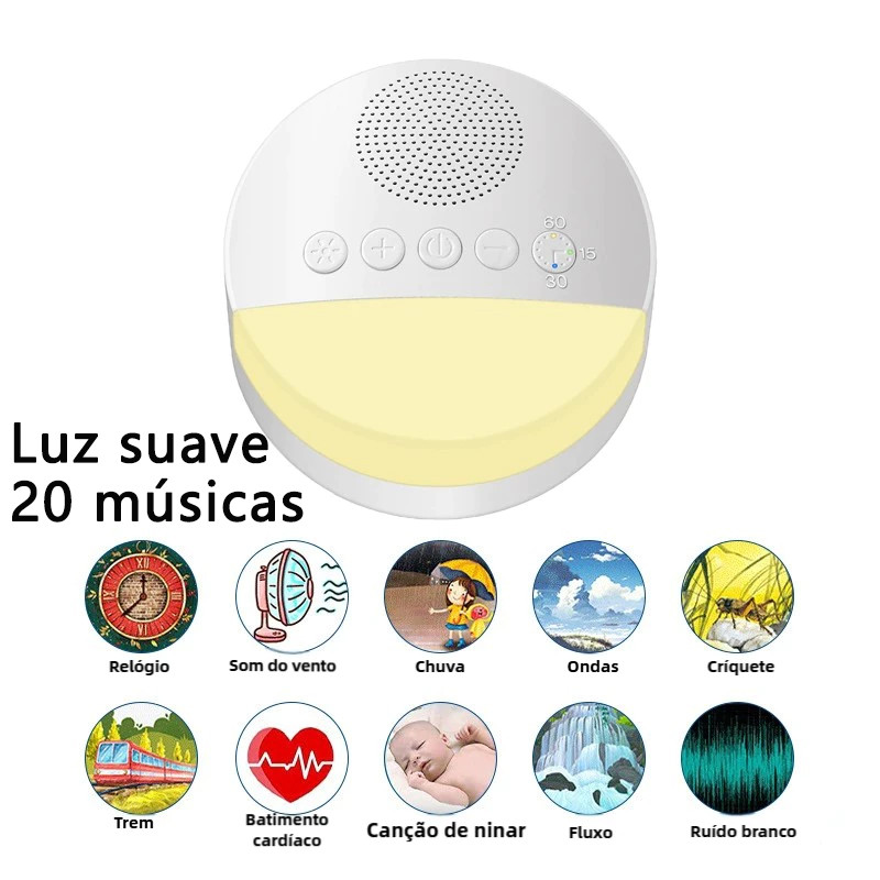 Reprodutor Portátil de Som de Sono para Crianças Música e Ruído Branco Dispositivo Auxiliar de Sono com Música e Luz em Oferta na Shopee