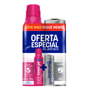 Kit Desodorante Talco Tenys Pé Woman Aerossol 150ml + Pó Sem Perfume 100g Proteção Mau Odor em Oferta na Shopee