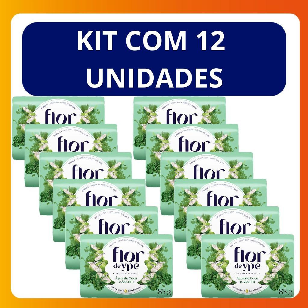 Kit C/12 Unidades Sabonete em Barra Flor de Ypê Água de Coco e Alecrim 85g