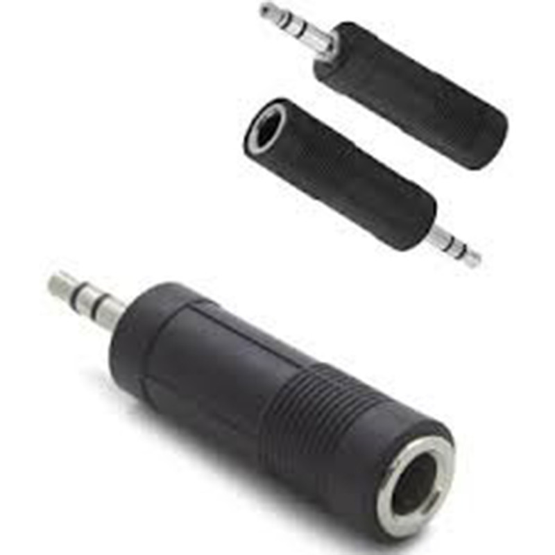 Plug Adaptador P10 femea P/ P2 macho Stereo Auxiliar Som - detalhe