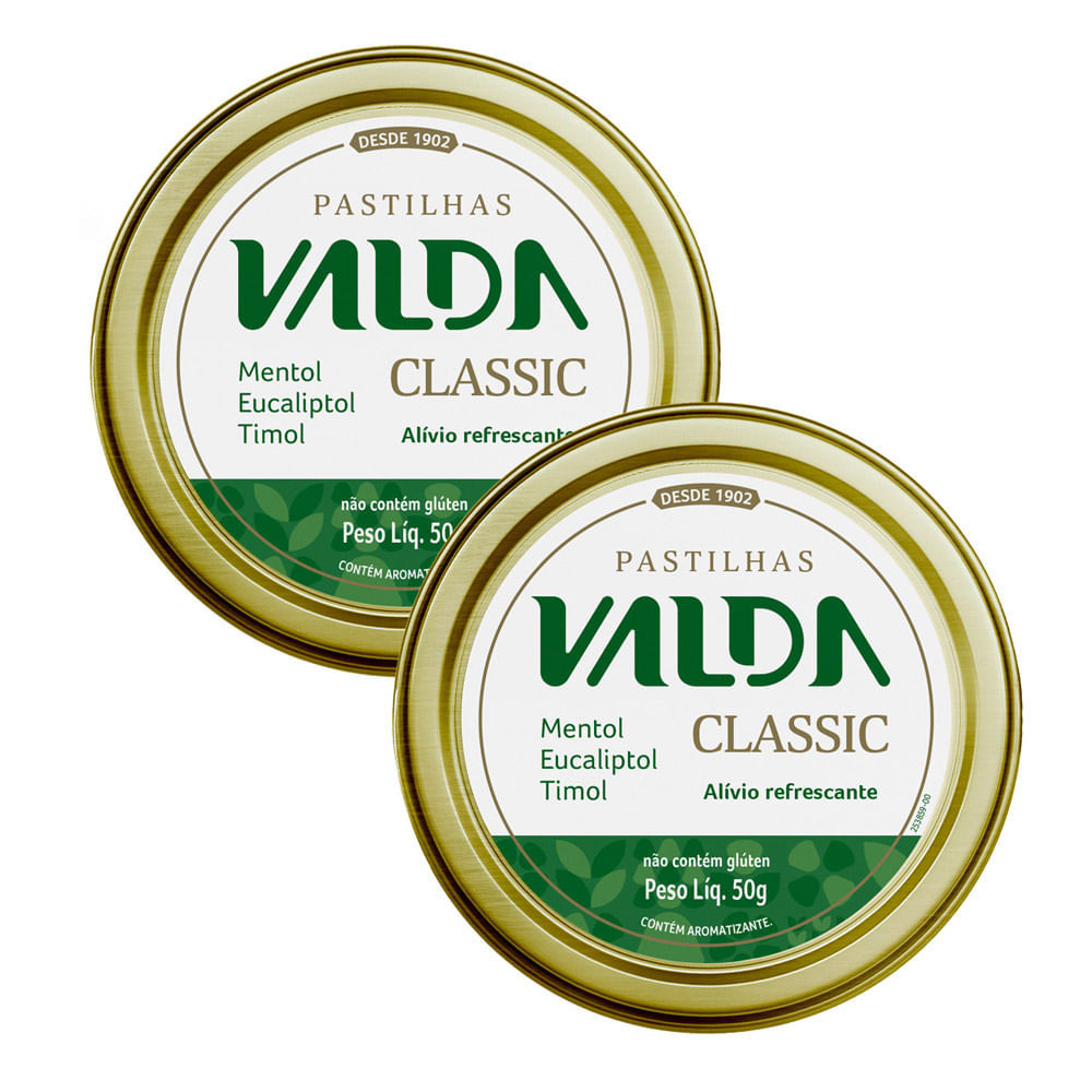 Kit 2 Pastilha Valda Classic 50g em Oferta na Shopee