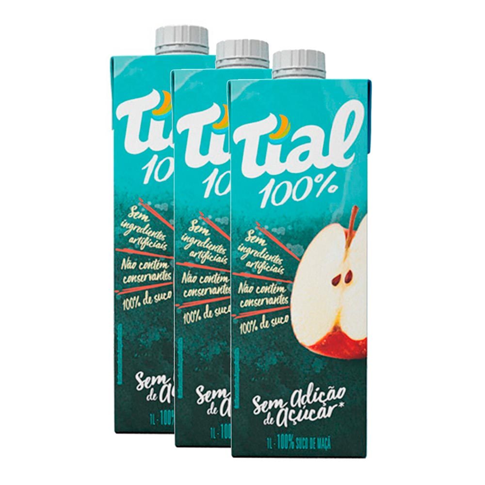 Kit 3 Suco Tial 100% Maçã Sem Adição de Açúcar 1 Litro