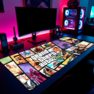 Mouse Pad Gamer GTA V 65x30cm / 80x40cm / 90x50cm / 120x60cm / Borda Costurada