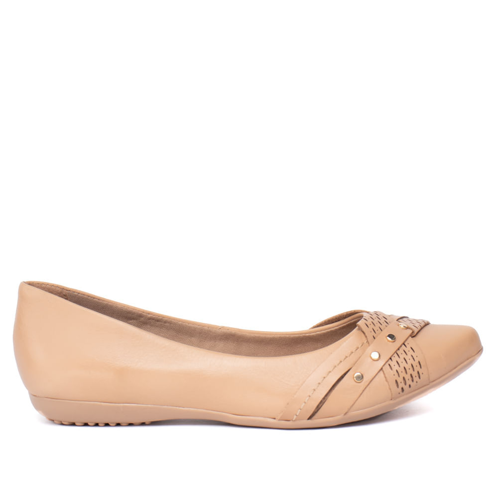 Sapatilha Feminina Bottero Couro Detalhe Frontal Nude em Oferta na Shopee