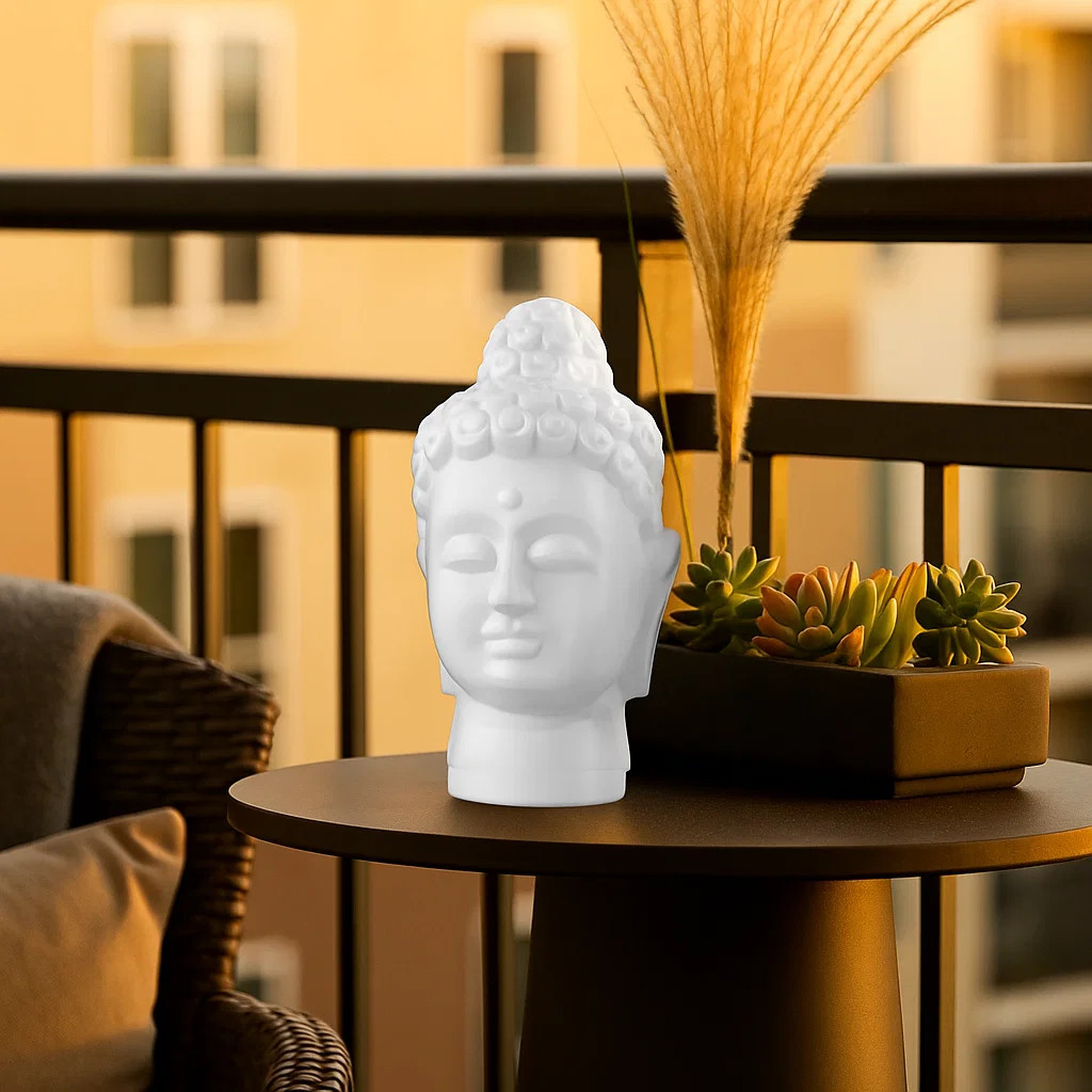 Imagem Estátua Cabeça Buda Decorativa Ambiente Zen Tranquilo Toque Harmonioso Casa Meditação Presente Sofisticado Estilo
