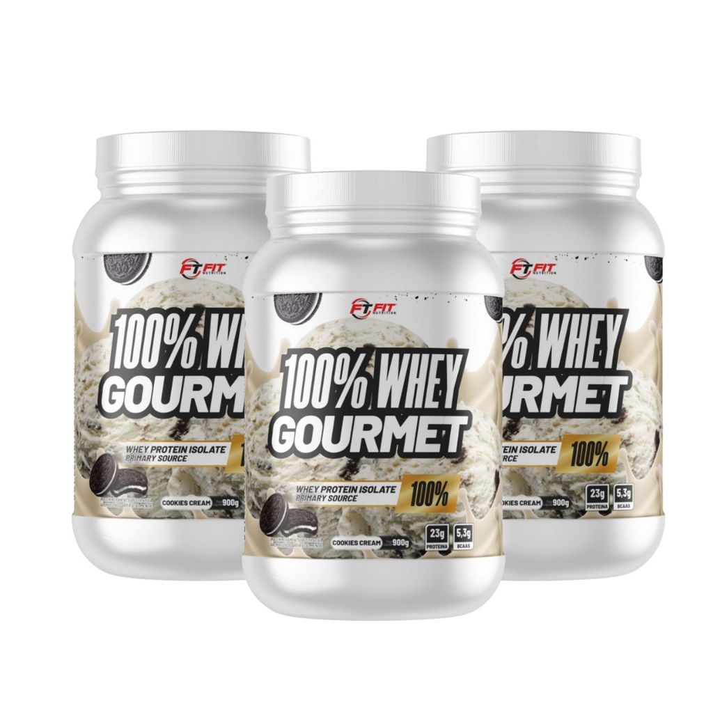 Kit 3 Whey Protein Gourmet Concentrado e Isolado 23g Proteína
