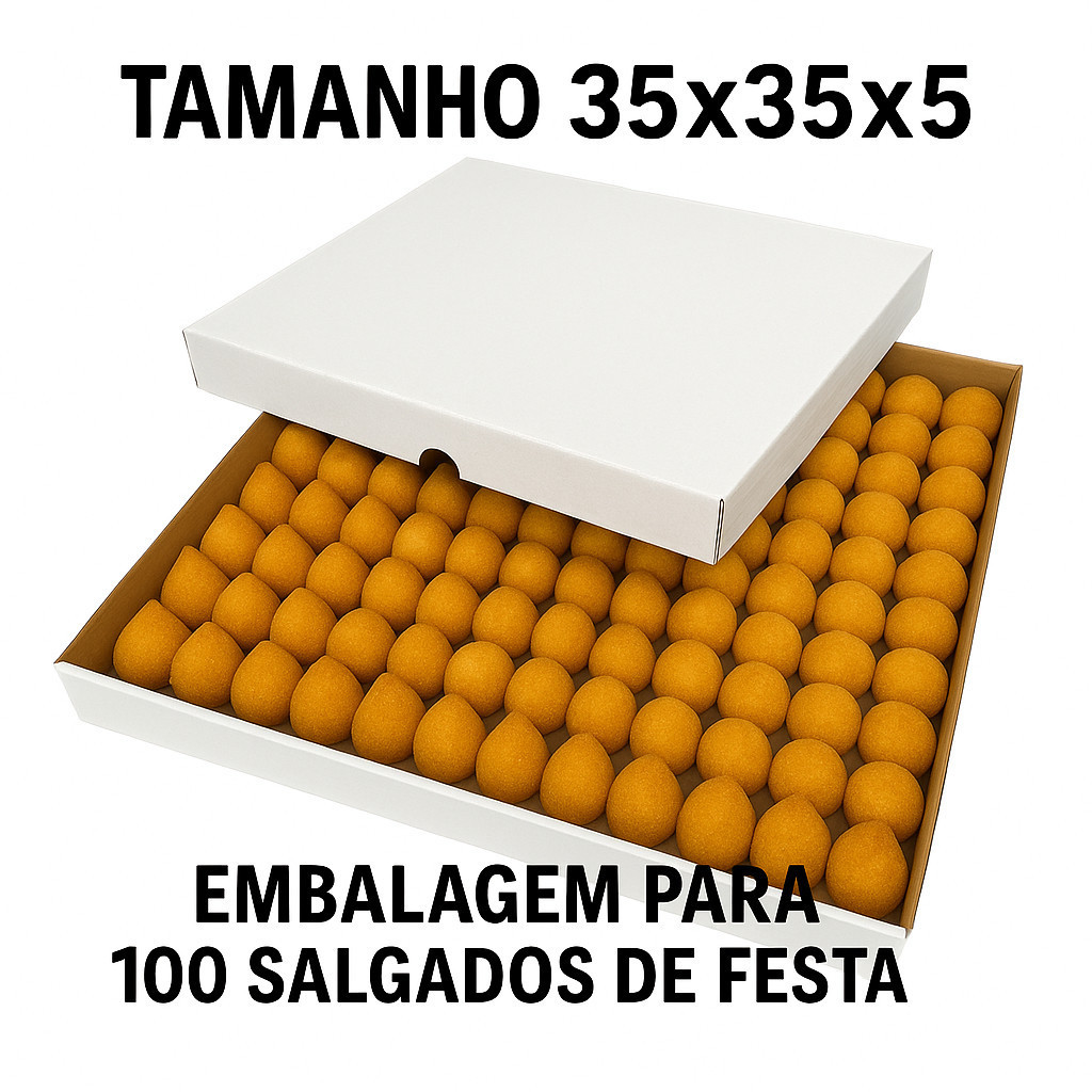 Kit 05 Caixas de Papelão 35x35x5 – Tampa e Fundo – Branco e Kraft – Para Festa, Salgados e Doces – Envio Imediato em Oferta na Shopee