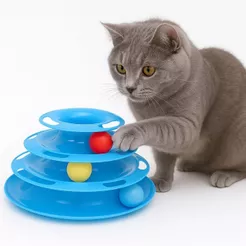 Torre de Trilhos Brinquedo Gato Divertido Pet Felino Bolinhas