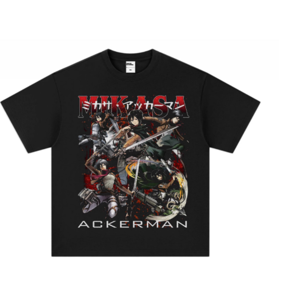 Camiseta Unissex Oversized Plus Size Feminina Masculina Casual Plus Size Em Puro , Com Diversas Poses Da Mikasa Ackerman