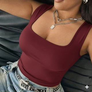 Regata Feminina Decote Quadrado Suplex Premium Estilosa com Forro P063 em Oferta na Shopee