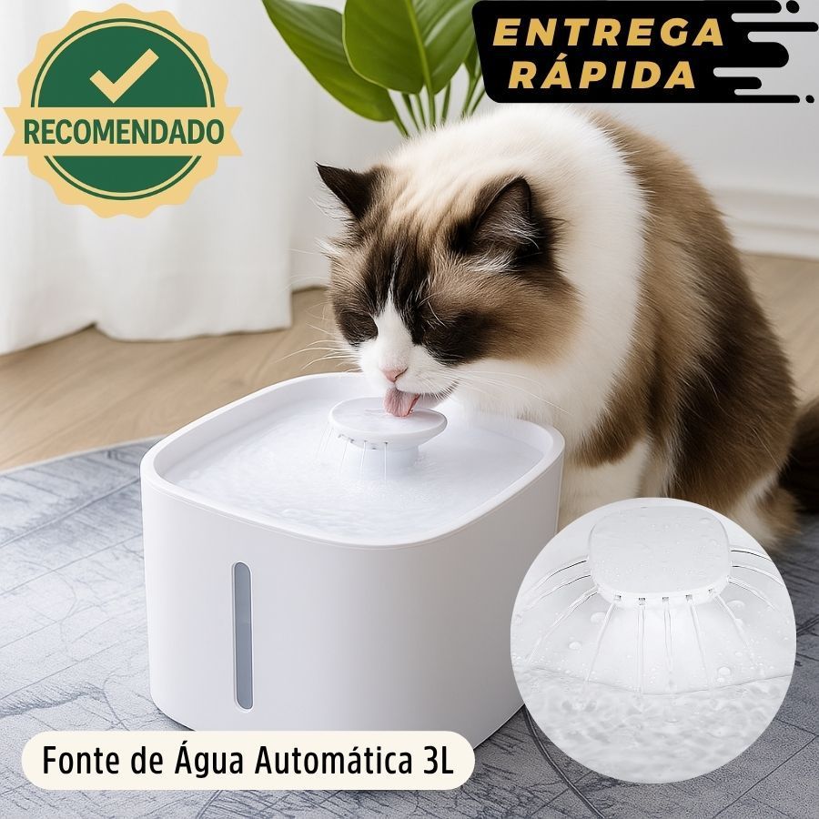 Fonte De Água Pet Bebedouro Automático 3 Litros Com Filtro Triplo Iluminação LED Cães Gatos Shopee em Oferta na Shopee