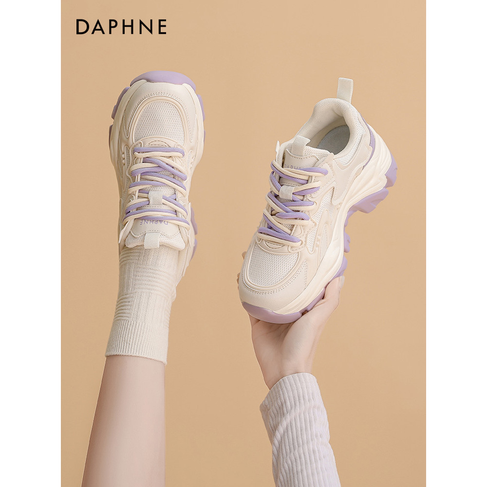 Daphne sapatos papai de sola grossa feminino 2025 outono sapatos femininos malha respirável nicho Design esportes sapato